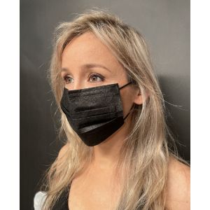 BOITE 50 MASQUES CHIRURGICAUX 3 PLIS NOIRS TYPE II NORME EN14683 2