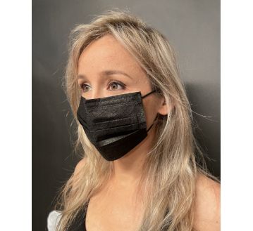 BOITE 50 MASQUES CHIRURGICAUX 3 PLIS NOIRS TYPE II NORME EN14683