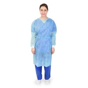 CARTON DE 100 BLOUSES DE SOIN POIGNETS JERSEY BP25B BLEU...