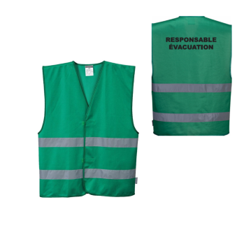 Gilets HV IONA Vert + transfert "RESPONSABLE ÉVACUATION""