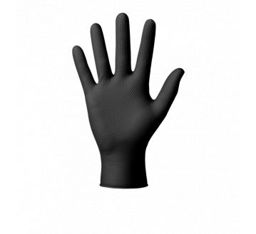 BOITE 50 GANTS NITRILE NOIR PICOTS NON POUDRES GOGRIP